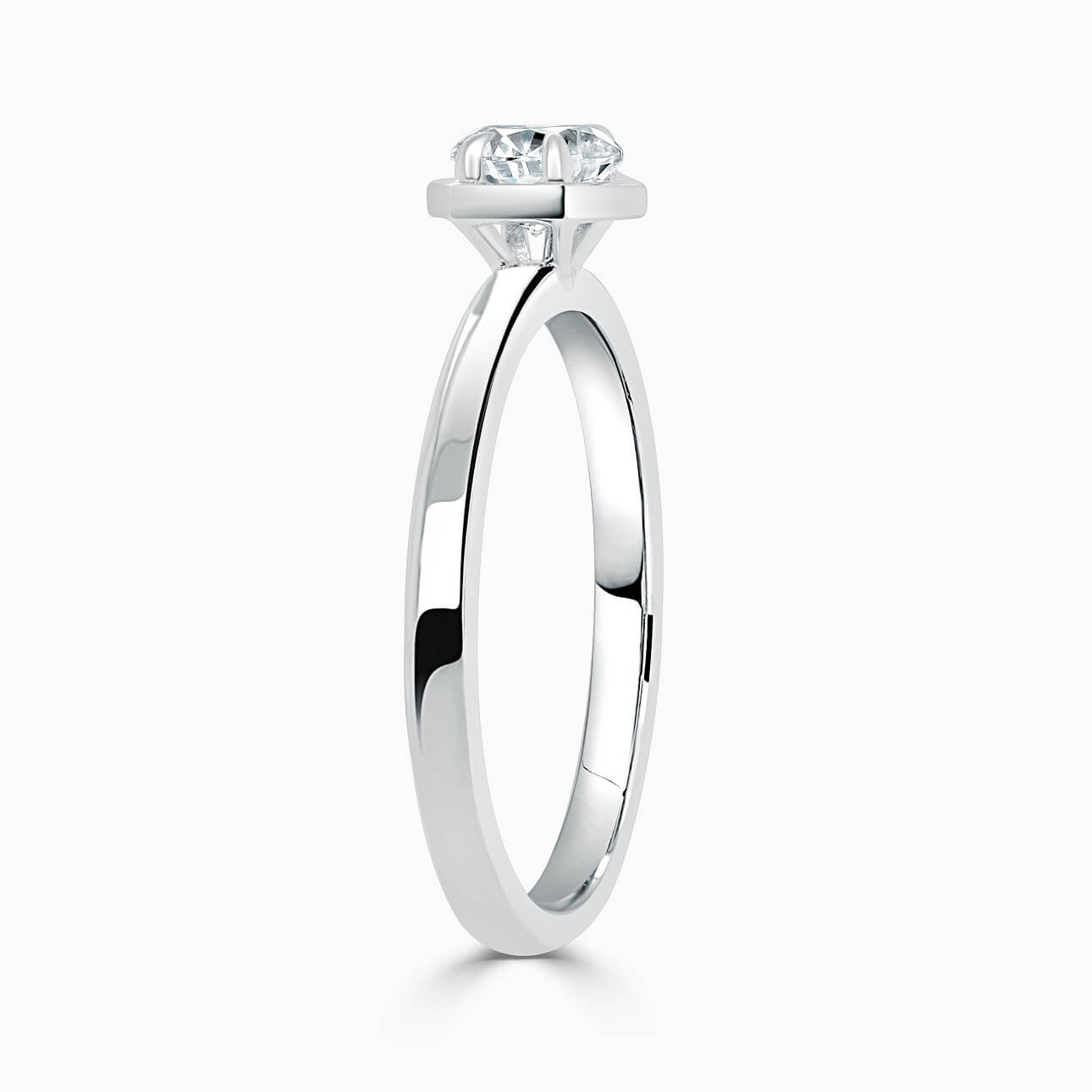 Platinum Round Brilliant Geo Hexagon Engagement Ring