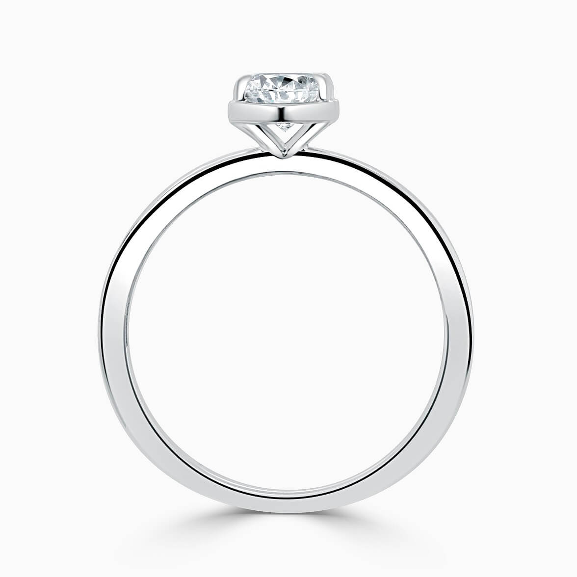 Platinum Round Brilliant Geo Hexagon Engagement Ring