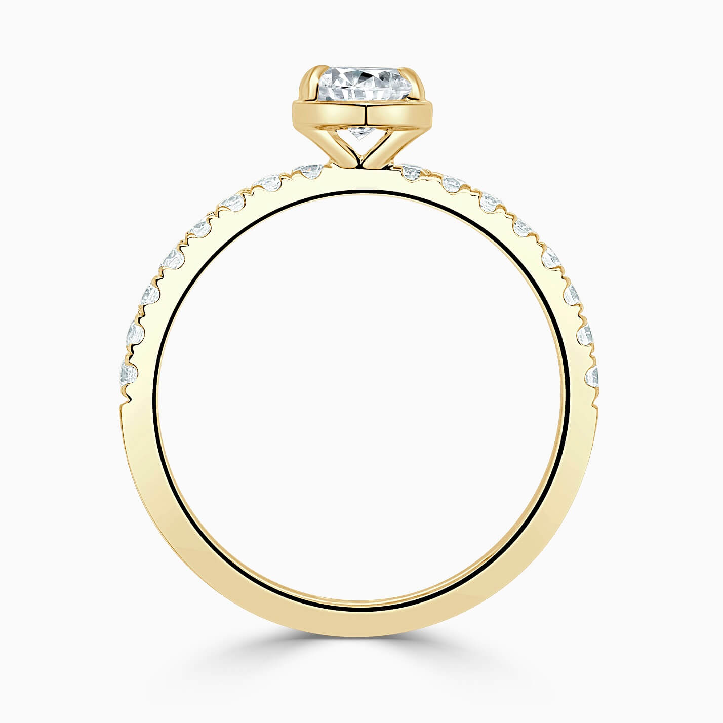 18ct Yellow Gold Round Brilliant Geo Hexagon With Cutdown Engagement Ring