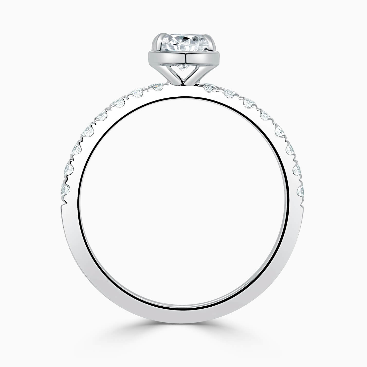 Platinum Round Brilliant Geo Hexagon With Cutdown Engagement Ring