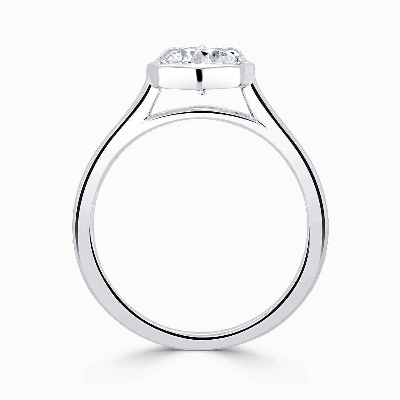 18ct White Gold Round Brilliant Geo Octagon Engagement Ring