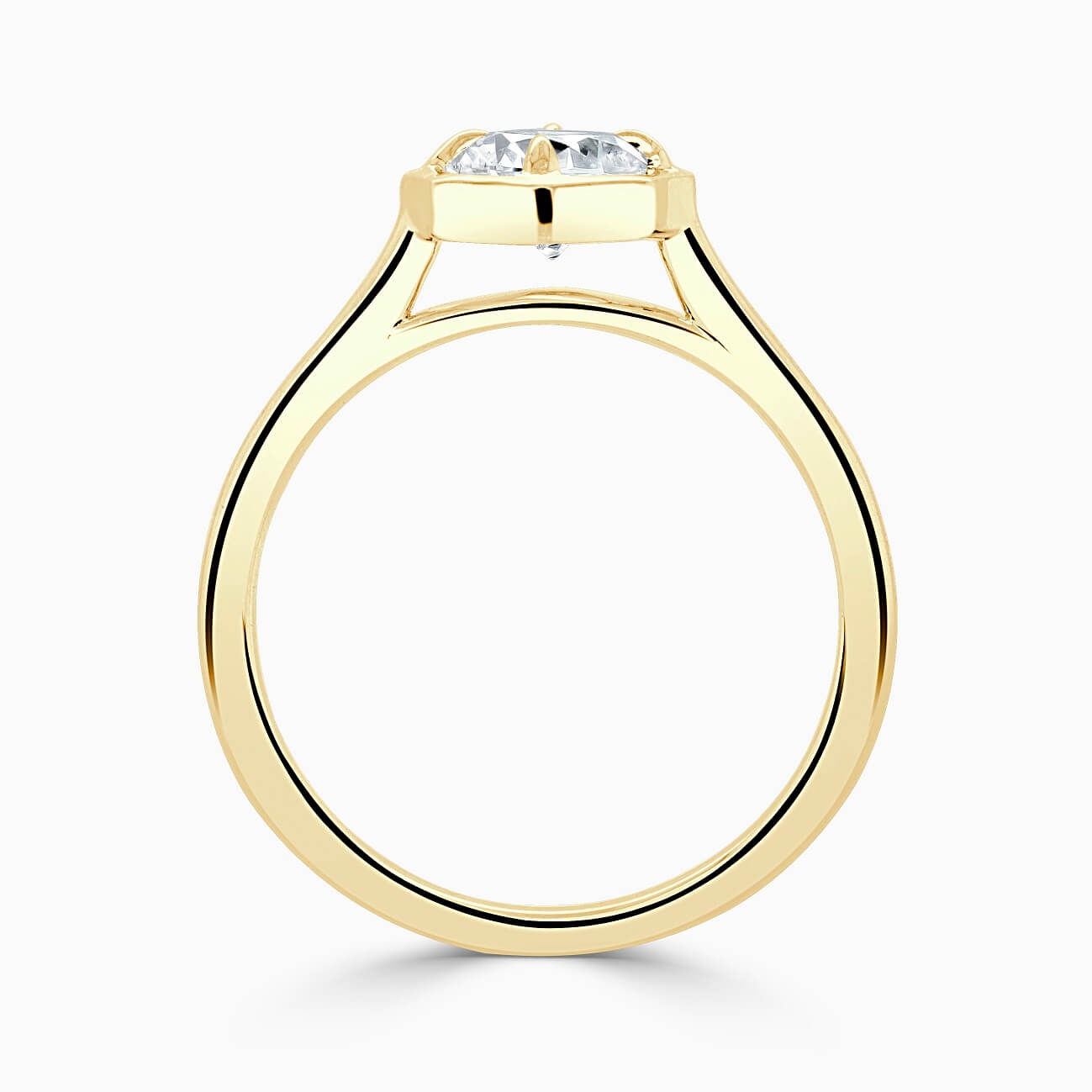 18ct Yellow Gold Round Brilliant Geo Octagon Engagement Ring