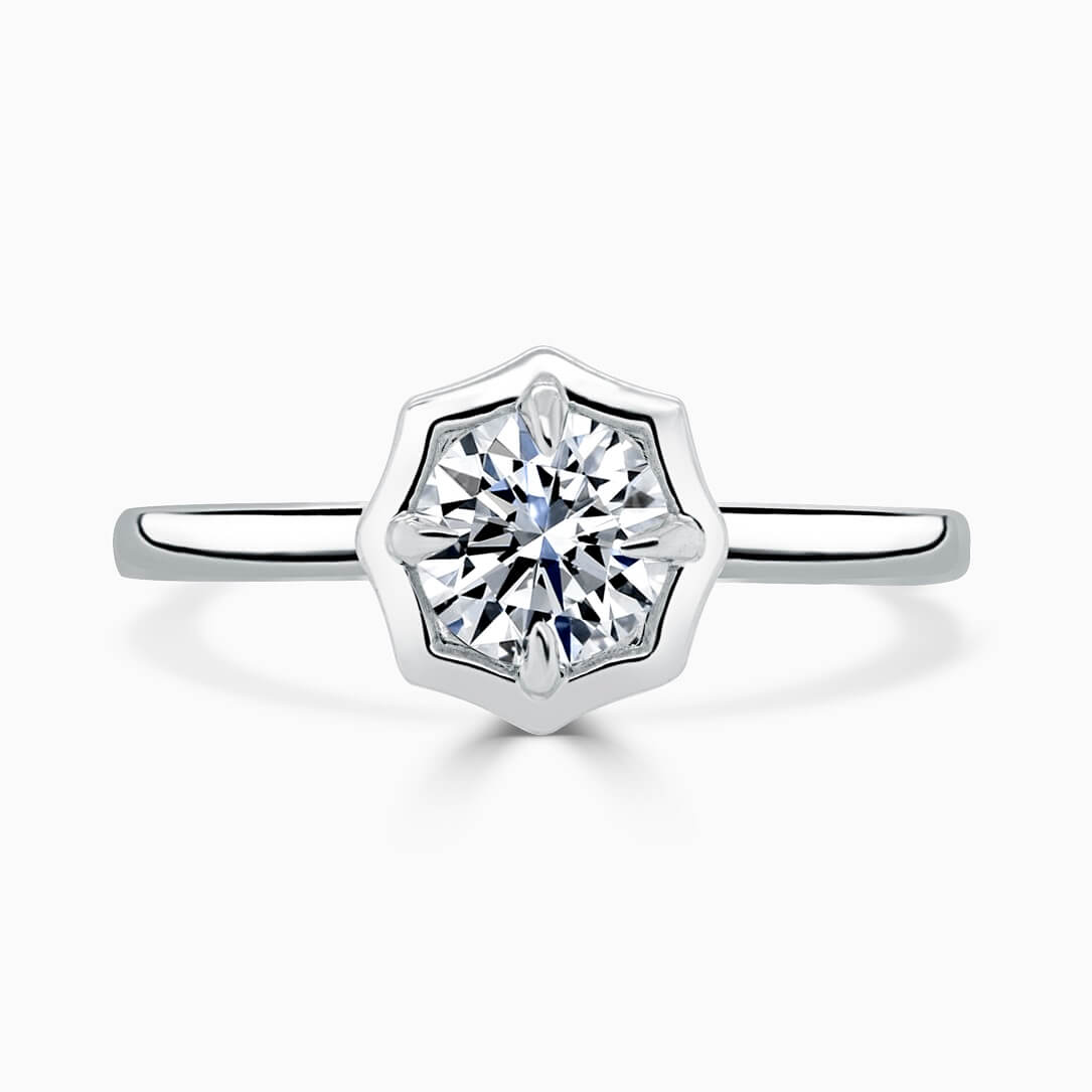 Platinum Round Brilliant Geo Octagon Engagement Ring