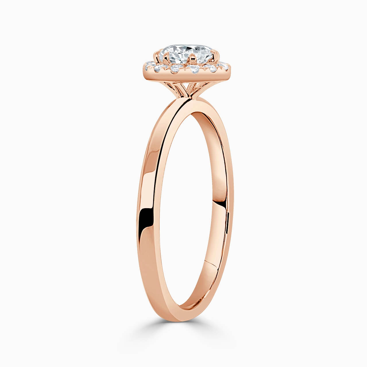 18ct Rose Gold Pear Shape Side Halo Engagement Ring