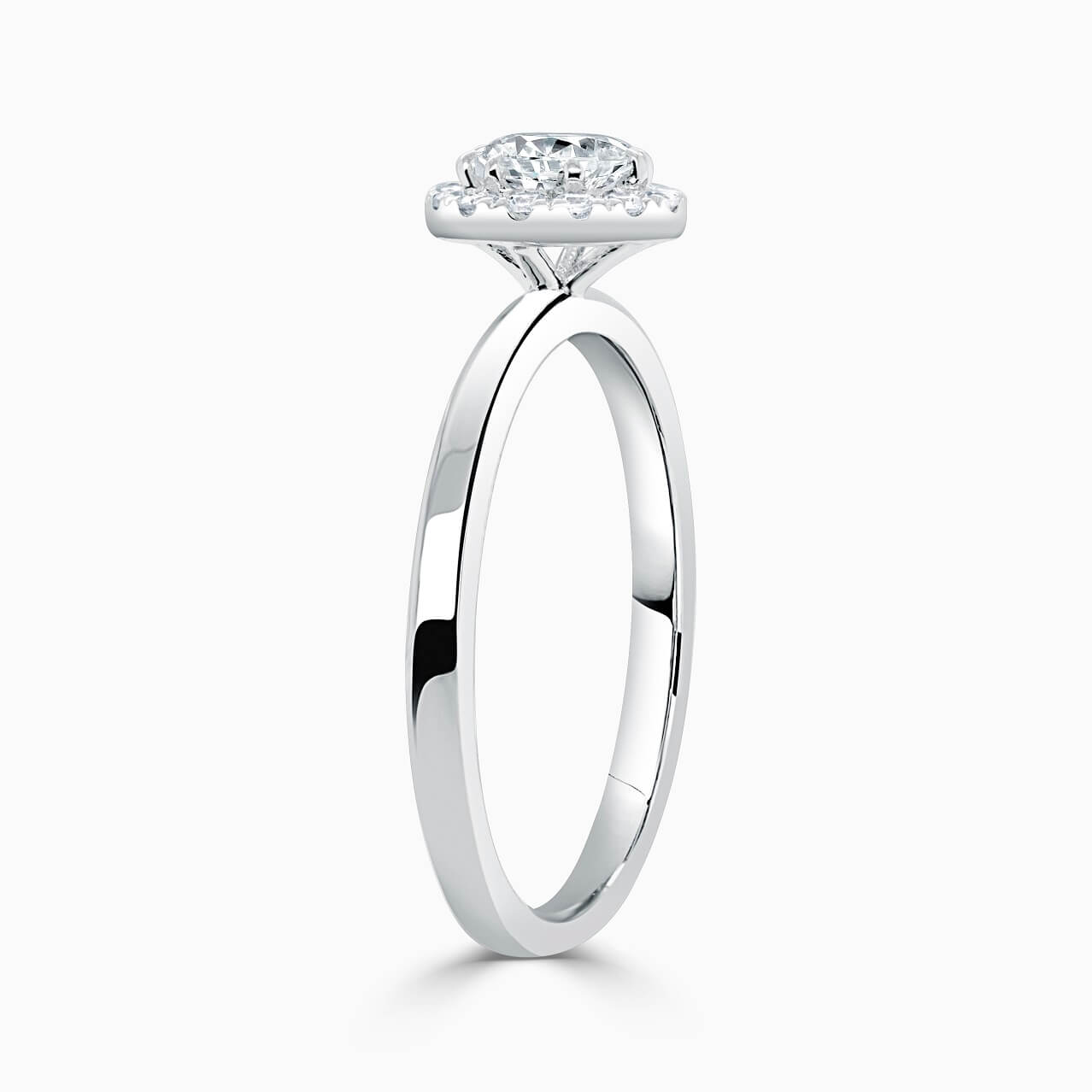 18ct White Gold Pear Shape Side Halo Engagement Ring