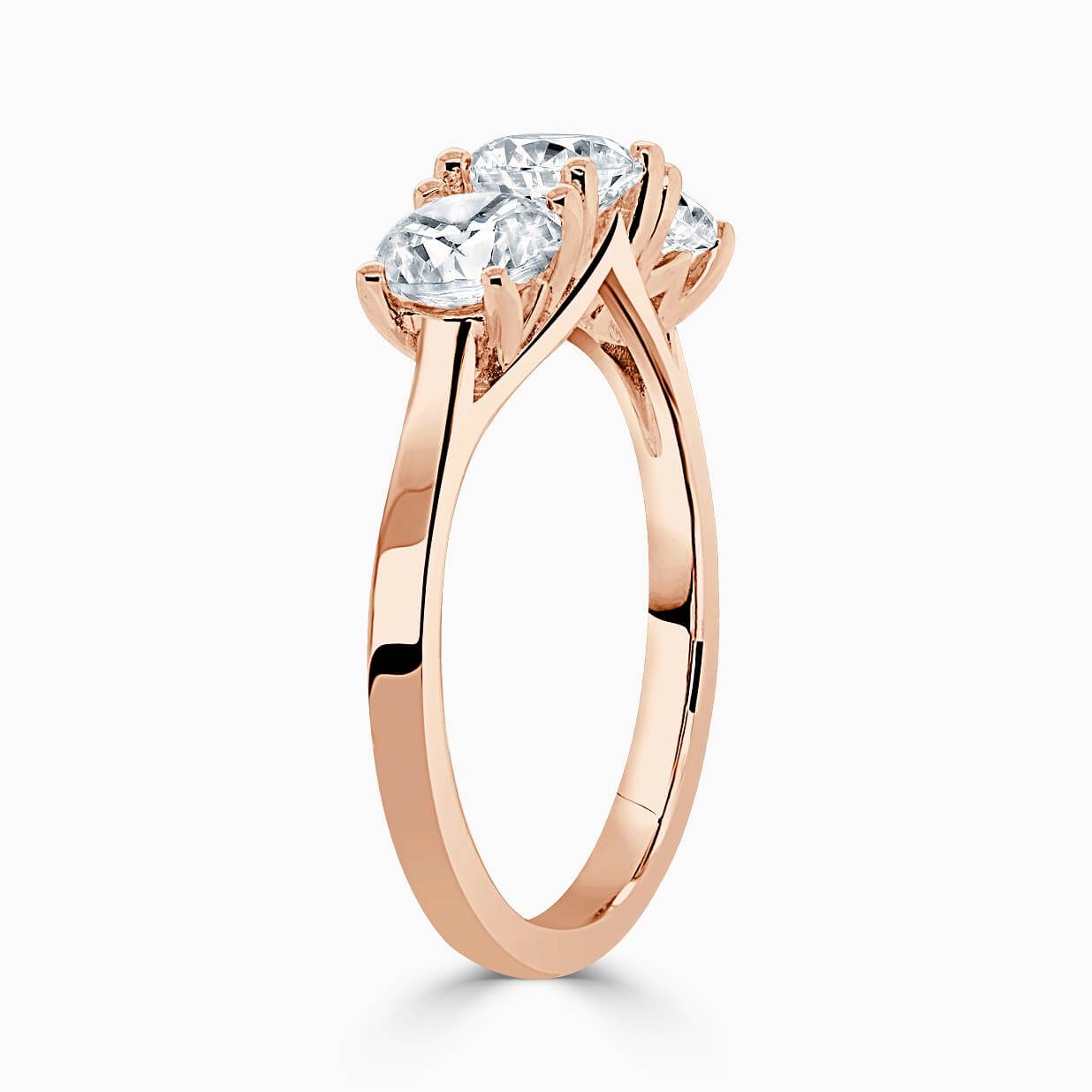 18ct Rose Gold Round Brilliant 3 Stone Crossover Engagement Ring