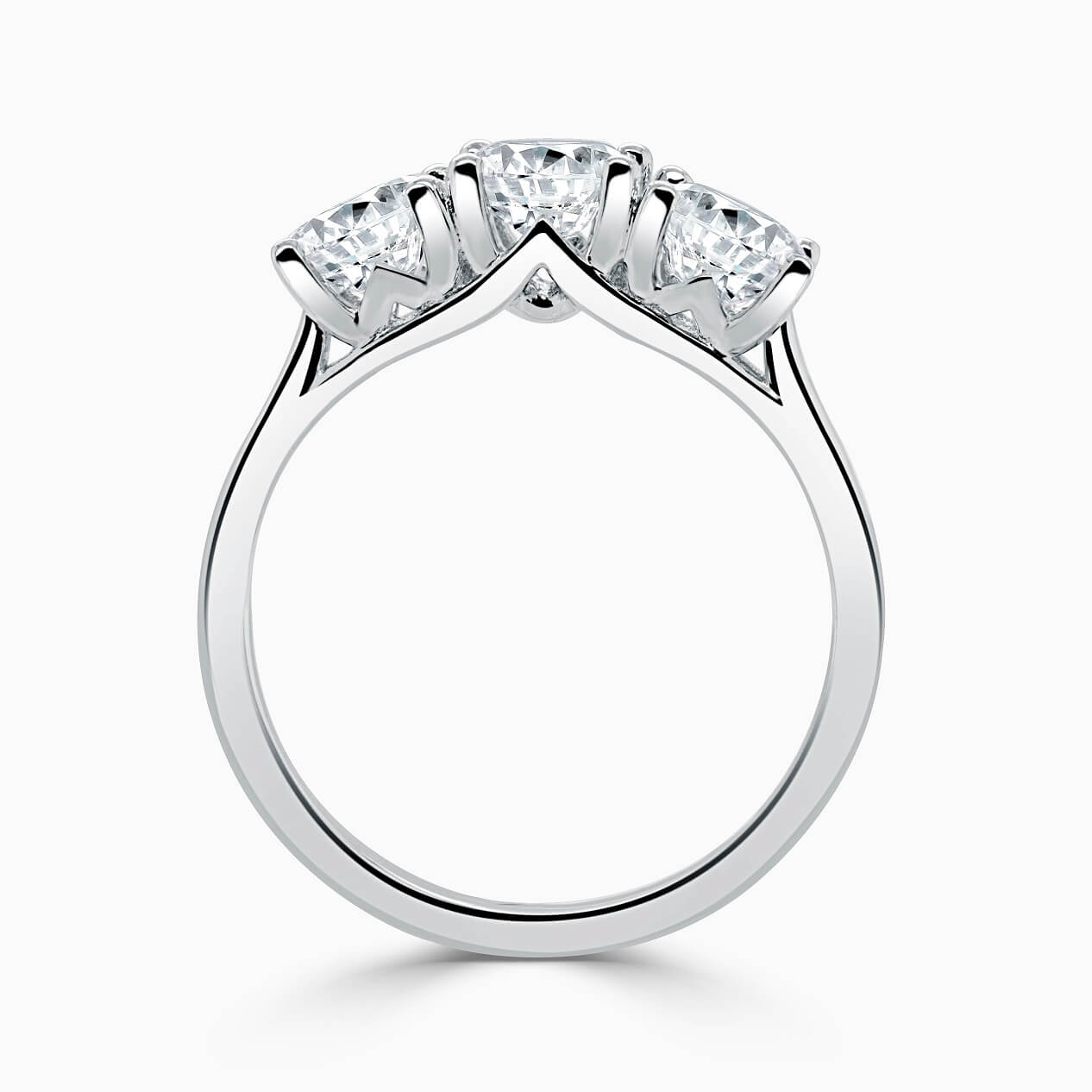 18ct White Gold Round Brilliant 3 Stone Crossover Engagement Ring