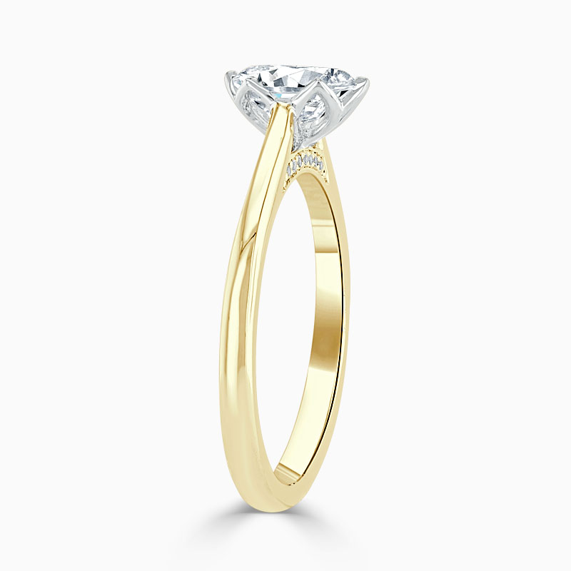 18ct Yellow Gold Oval Shape Diamond Set Lotus Engagement Ring