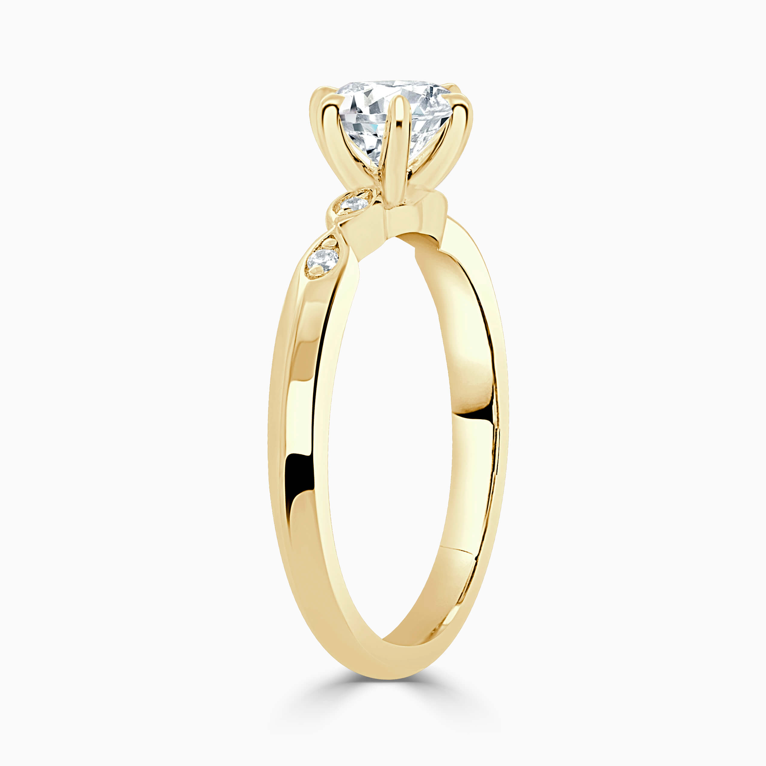 18ct Yellow Gold Round Brilliant 6 Claw With Vintage Pave Engagement Ring