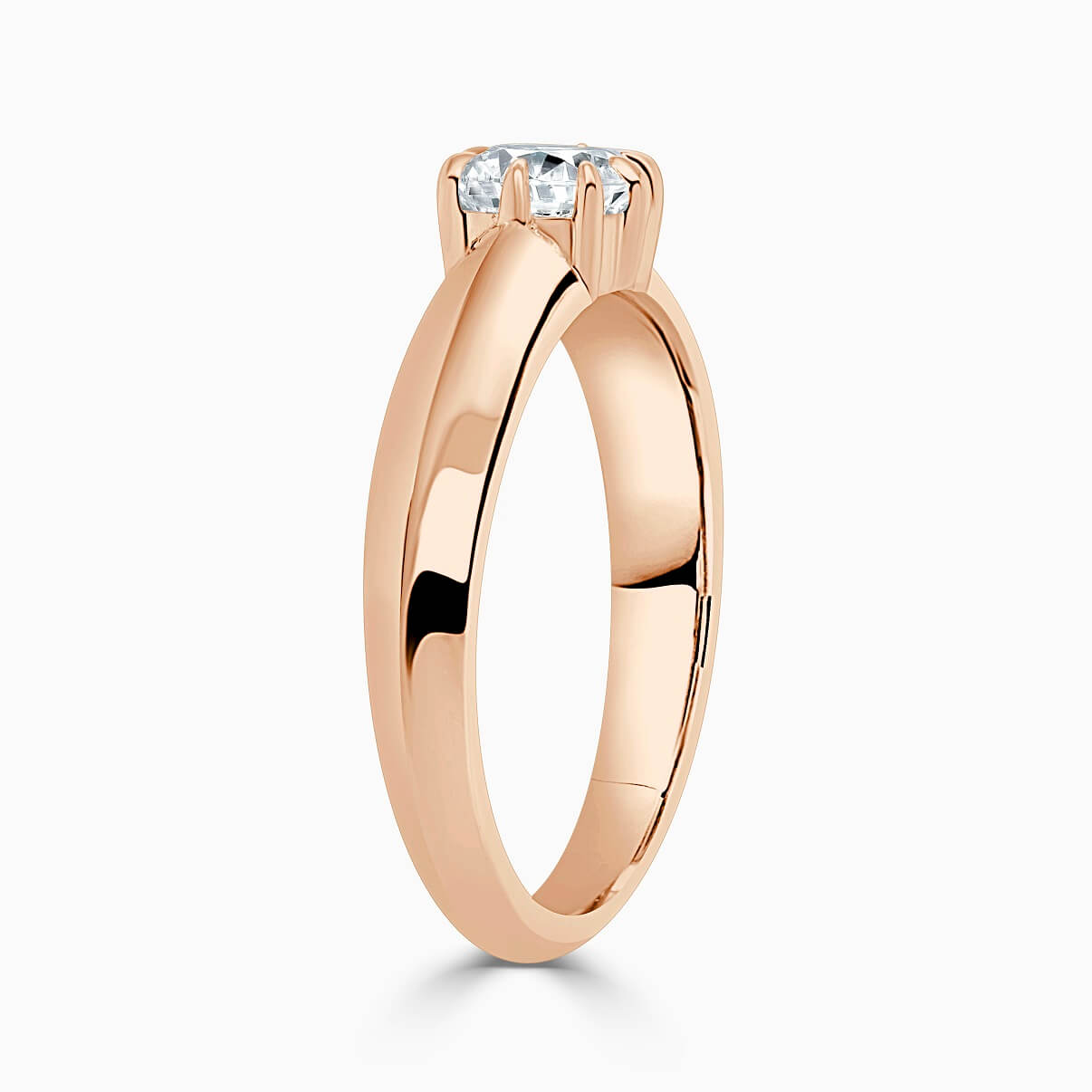 18ct Rose Gold Cushion Cut 8 Claw With Taper Engagement Ring