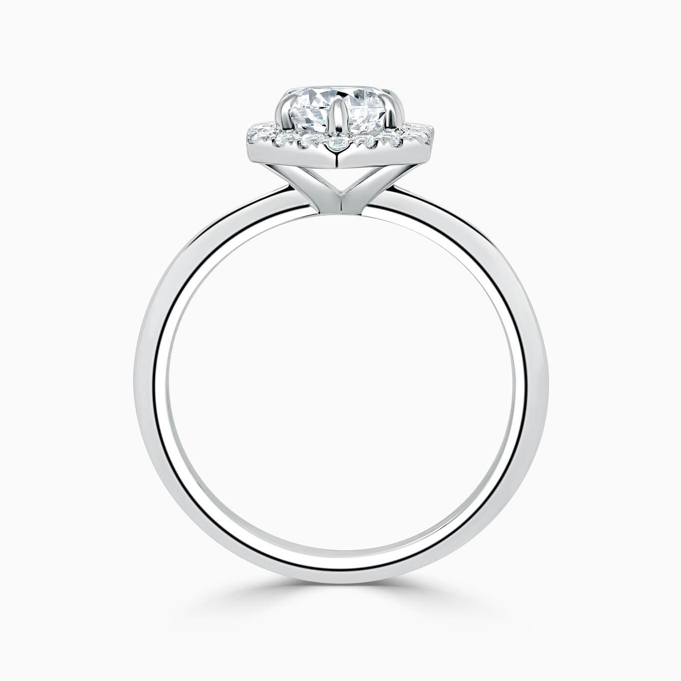 Platinum Round Brilliant Geo Hexagon Halo Engagement Ring