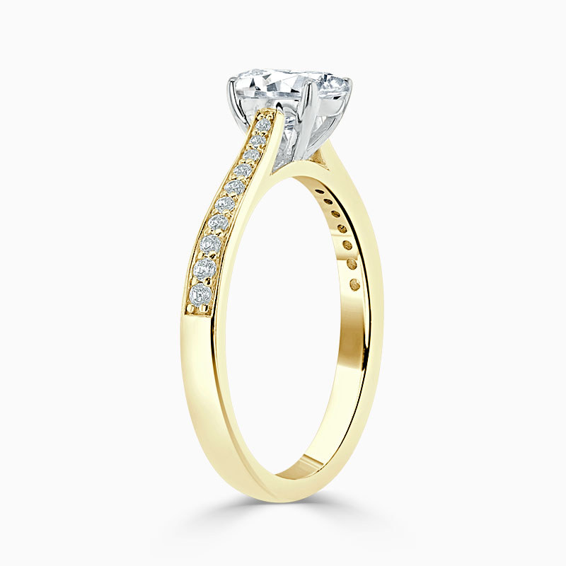 18ct Yellow Gold Oval Shape Tapered Pavé Engagement Ring