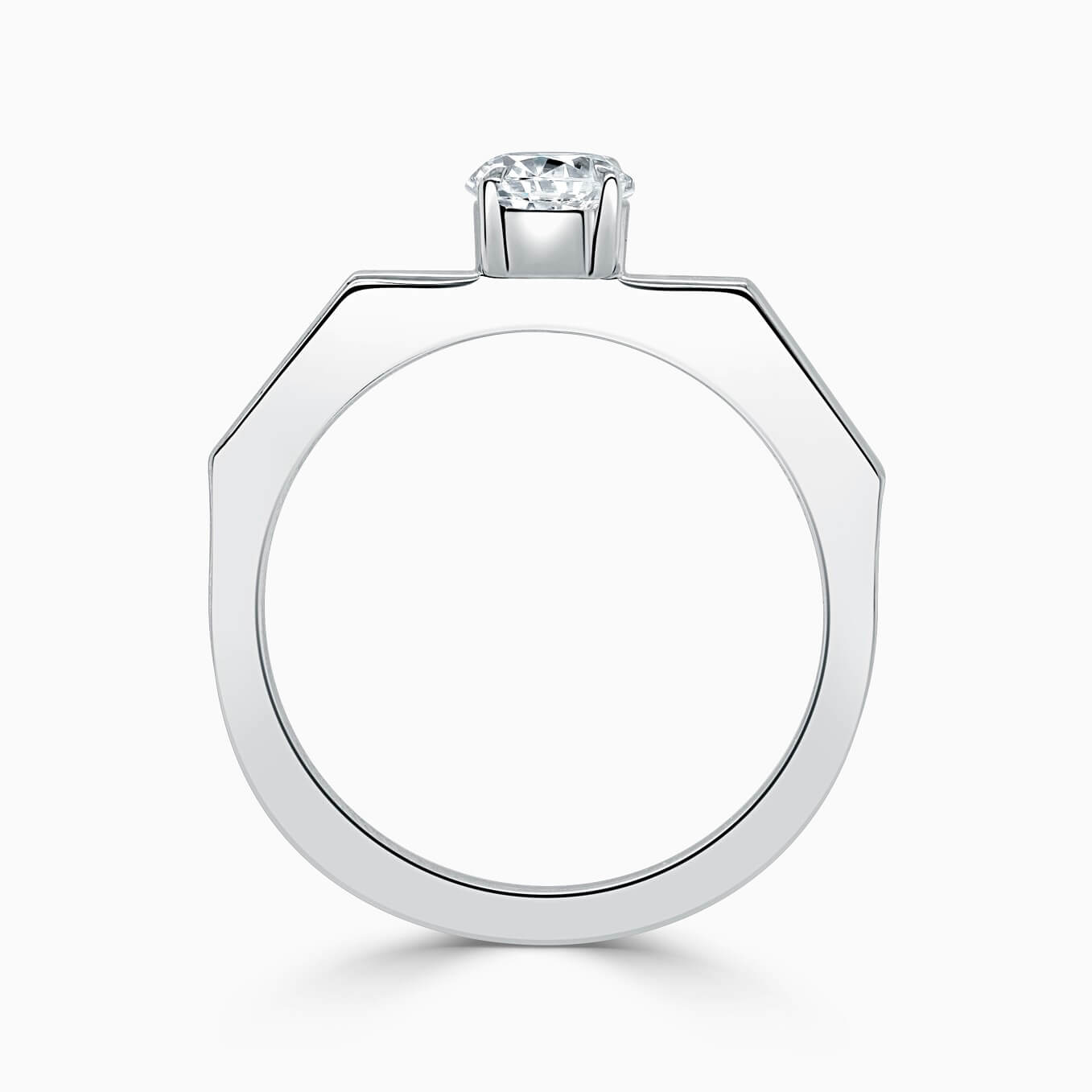 18ct White Gold Round Brilliant Geometric Engagement Ring
