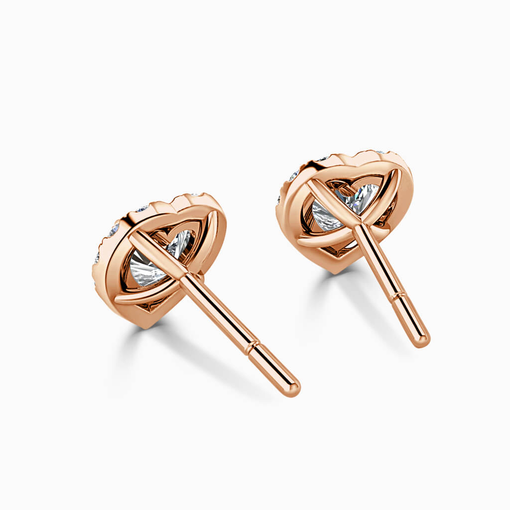 18ct Rose Gold Heart Shape Halo Diamond Stud Earrings Diamond Earrings