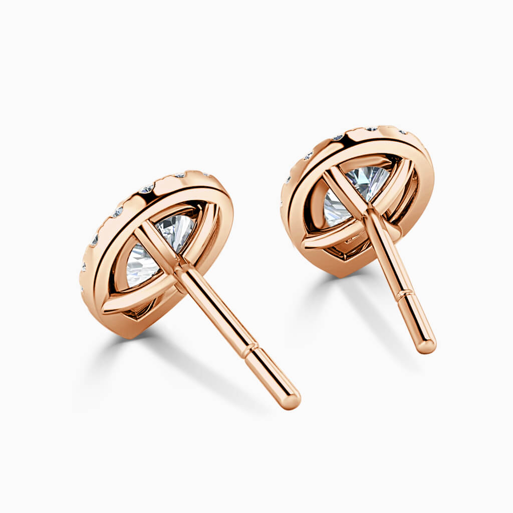 18ct Rose Gold Pear Shape Halo Diamond Stud Earrings Diamond Earrings