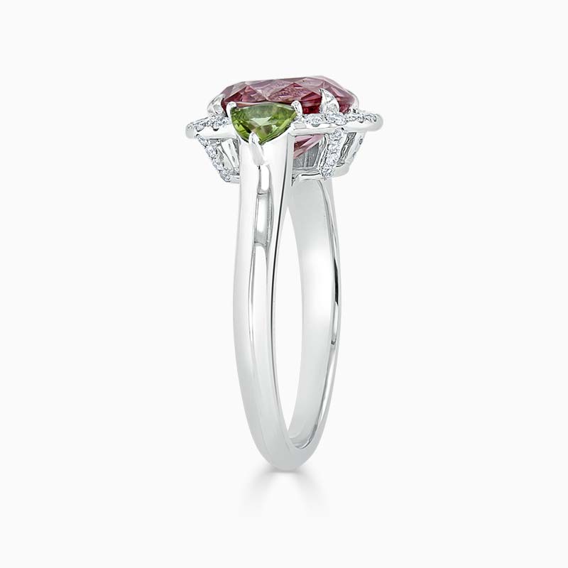 18ct White Gold Oval Pink Spinel & Tourmaline Ring