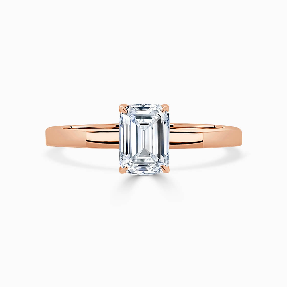18ct Rose Gold Emerald Cut Geometric Engagement Ring