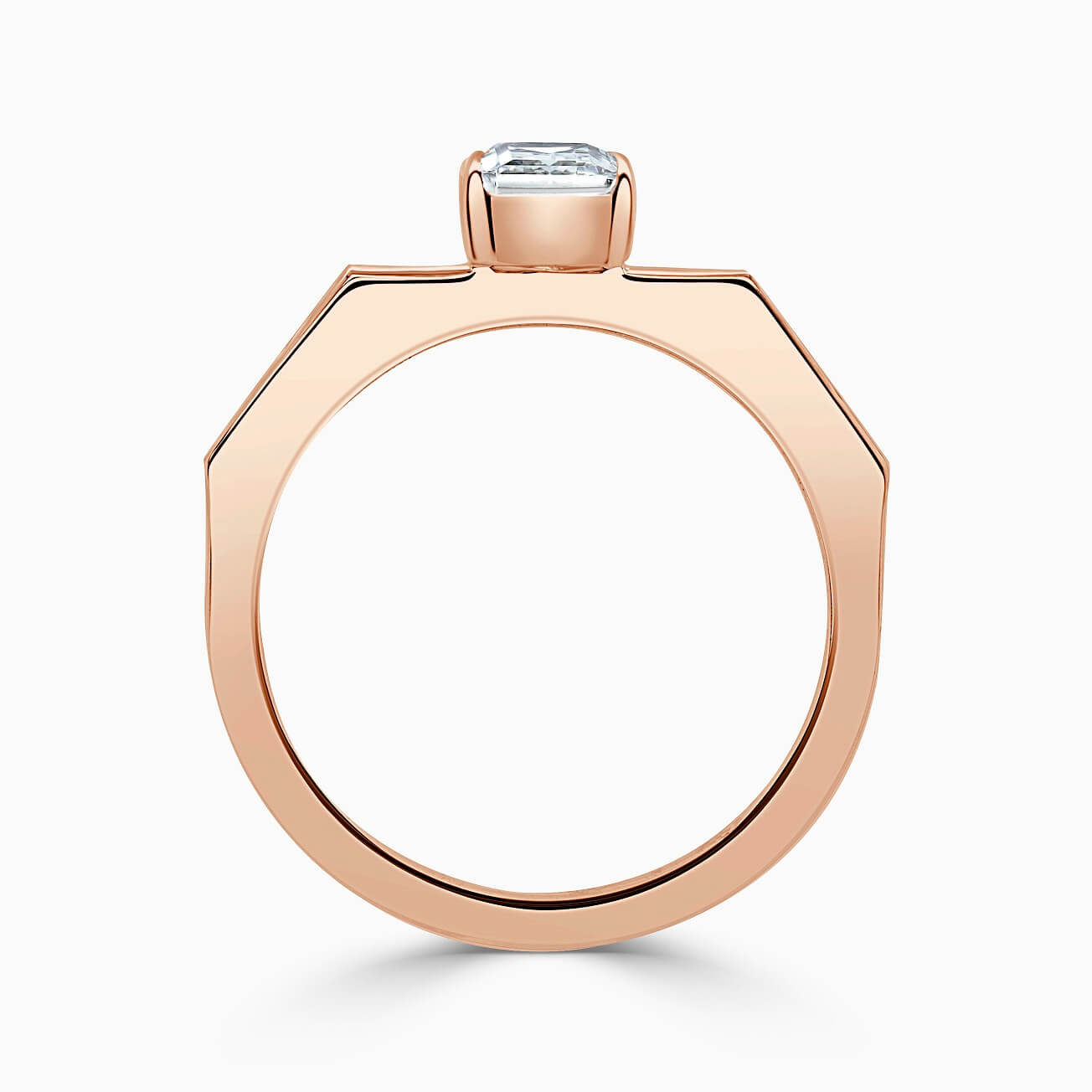 18ct Rose Gold Emerald Cut Geometric Engagement Ring