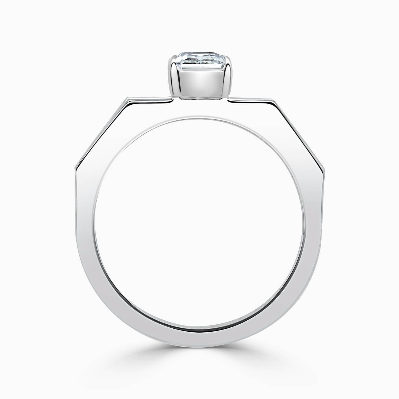 18ct White Gold Emerald Cut Geometric Engagement Ring