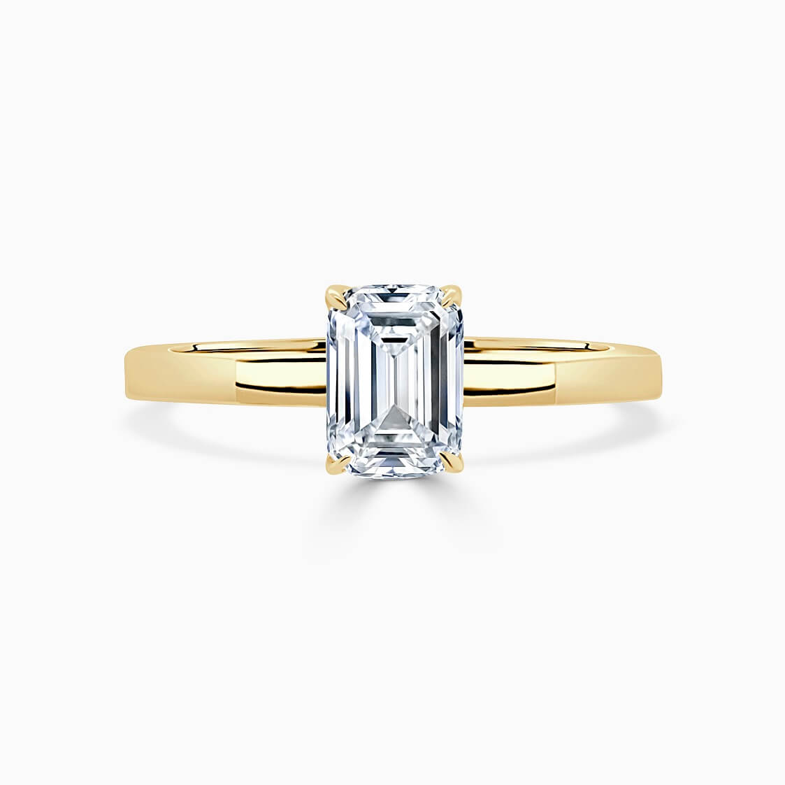 18ct Yellow Gold Emerald Cut Geometric Engagement Ring