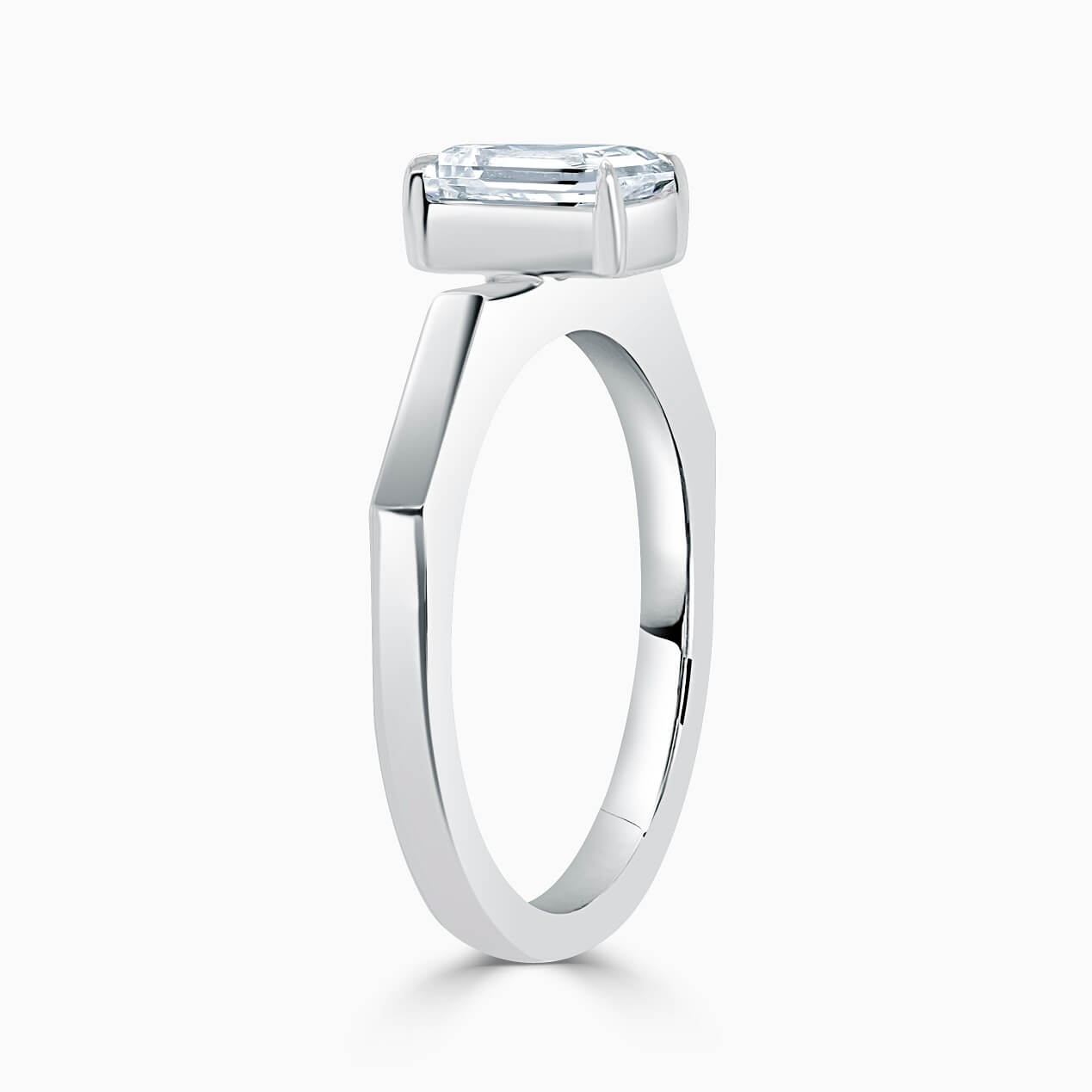 Platinum Emerald Cut Geometric Engagement Ring
