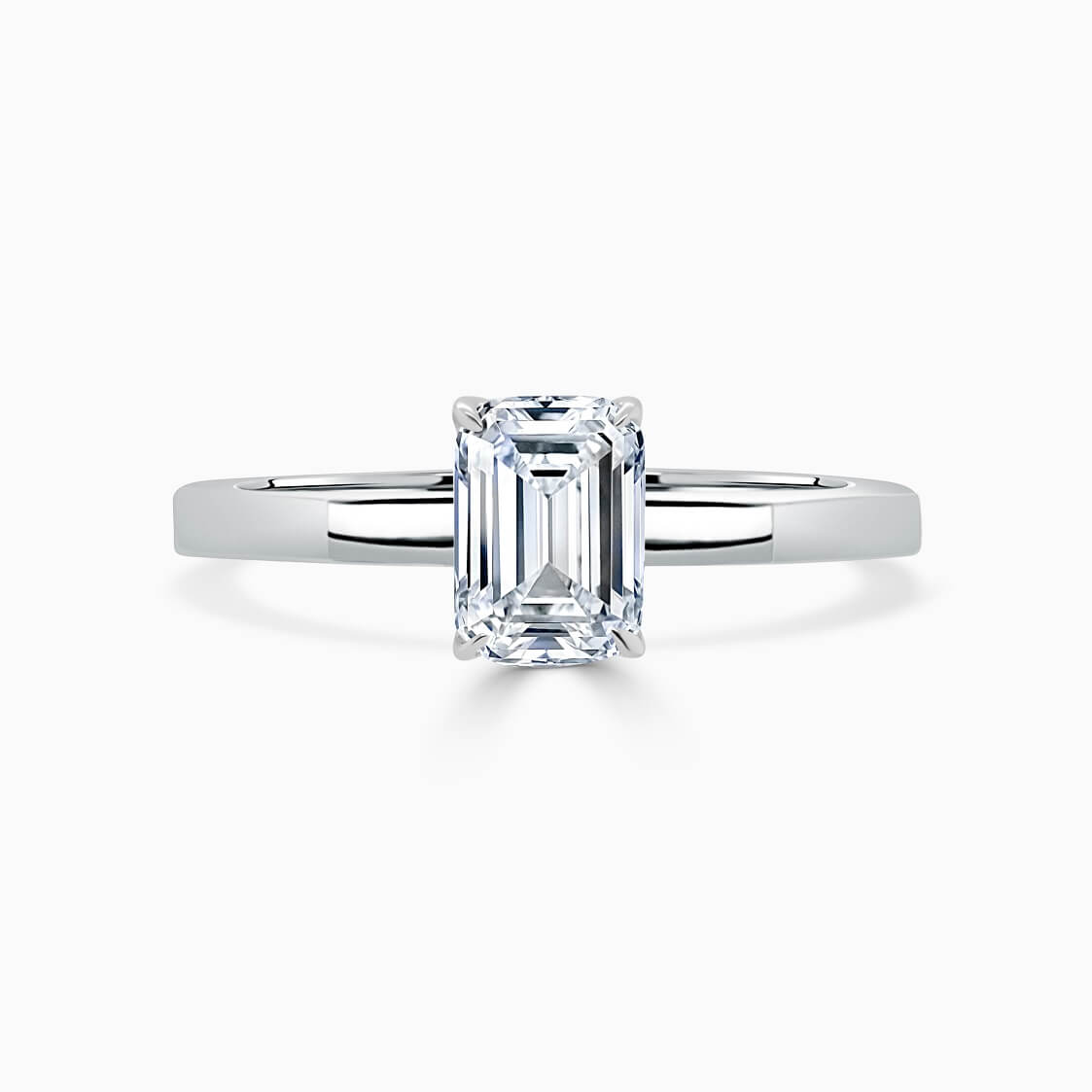 Platinum Emerald Cut Geometric Engagement Ring
