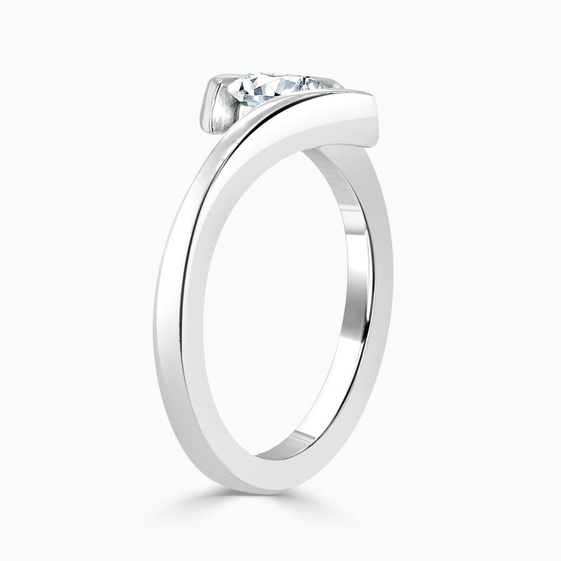18ct White Gold Oval Shape Crossover Engagement Ring