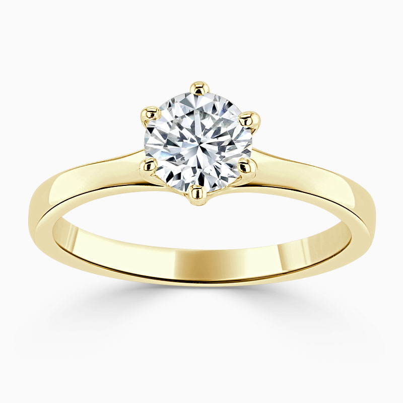 18ct Yellow Gold Round Brilliant Brilliant 6 Claw Engagement Ring