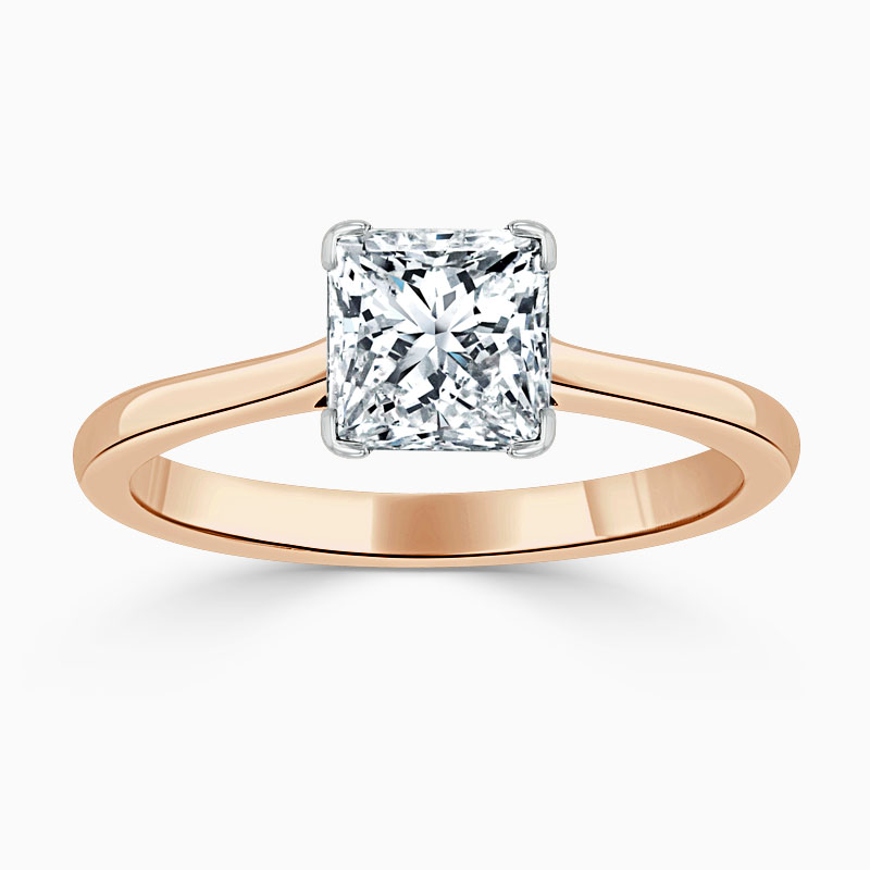 18ct Rose Gold Princess Cut Classic Wedfit Engagement Ring