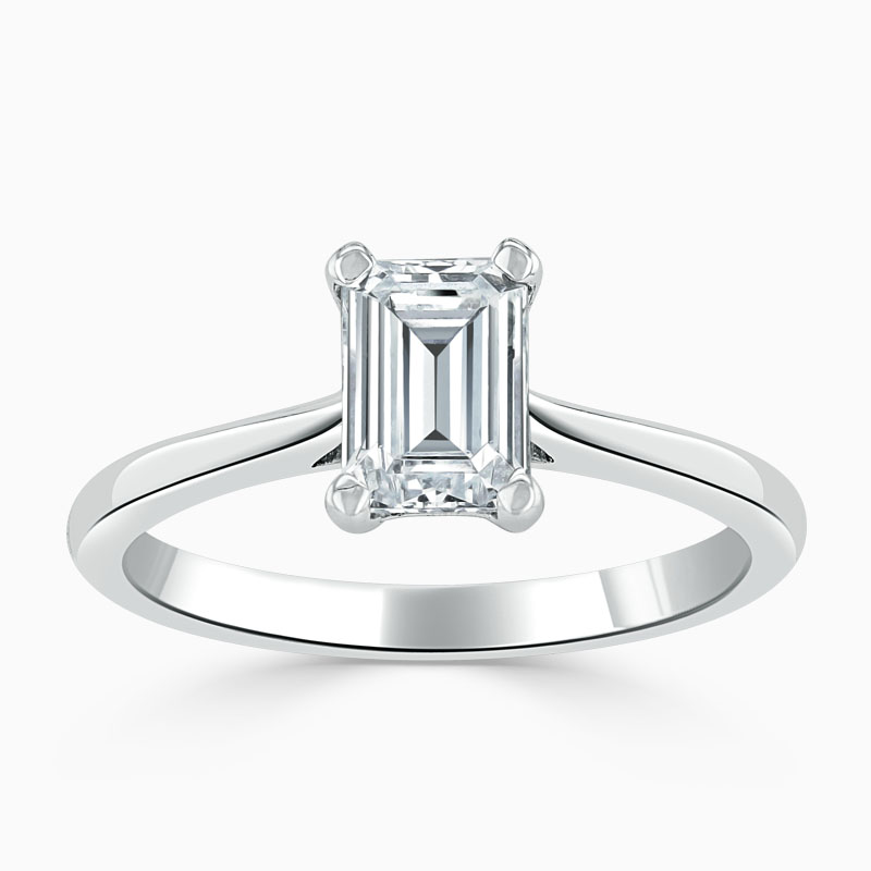 Platinum Emerald Cut Classic Wedfit Engagement Ring