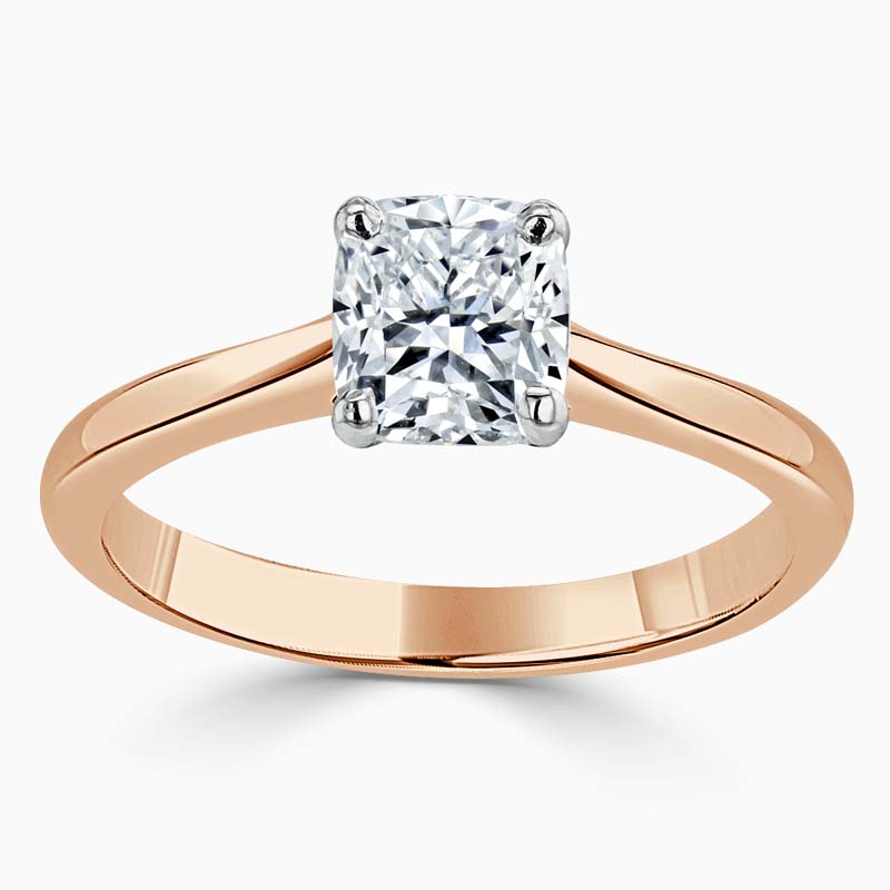 18ct Rose Gold Cushion Cut Classic Wedfit Engagement Ring