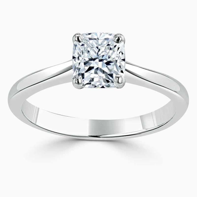 Platinum Cushion Cut Classic Wedfit Engagement Ring