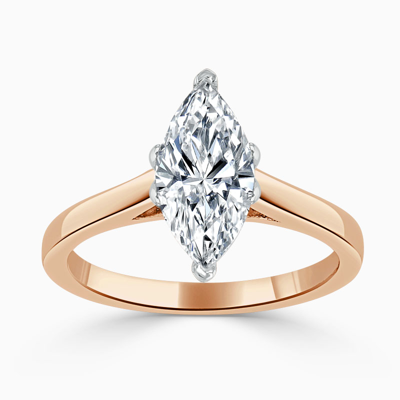 18ct Rose Gold Marquise Cut Classic Wedfit Engagement Ring