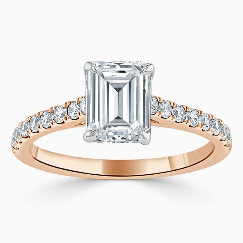 18ct Rose Gold Emerald Cut Classic Wedfit Cutdown Engagement Ring