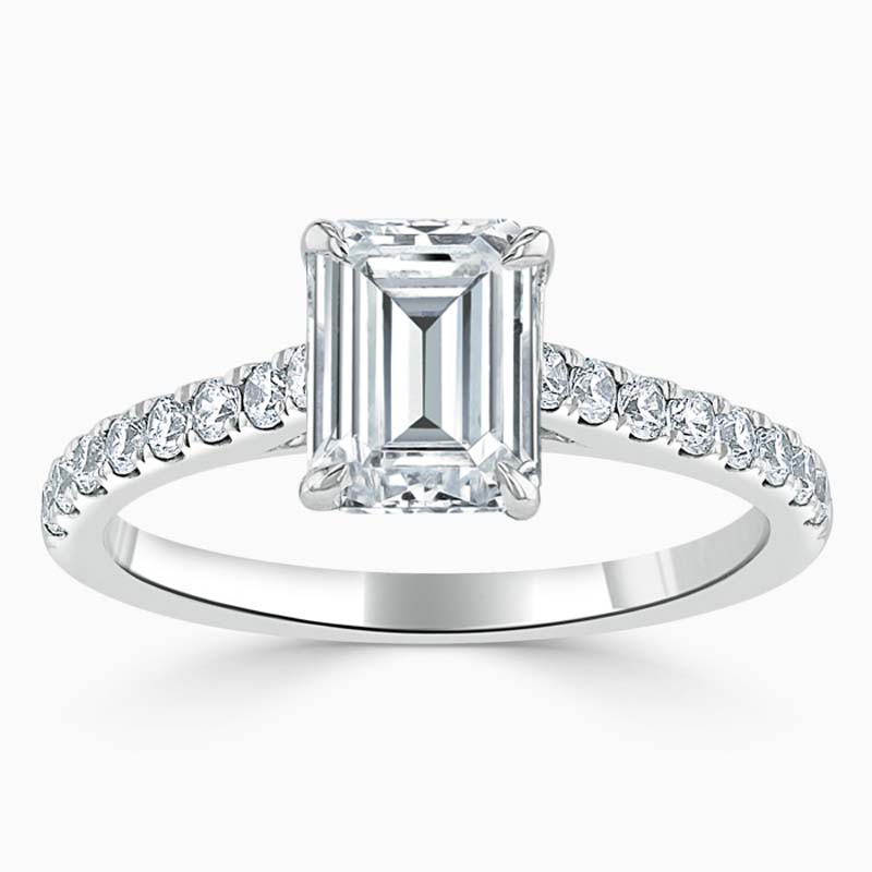 18ct White Gold Emerald Cut Classic Wedfit Cutdown Engagement Ring