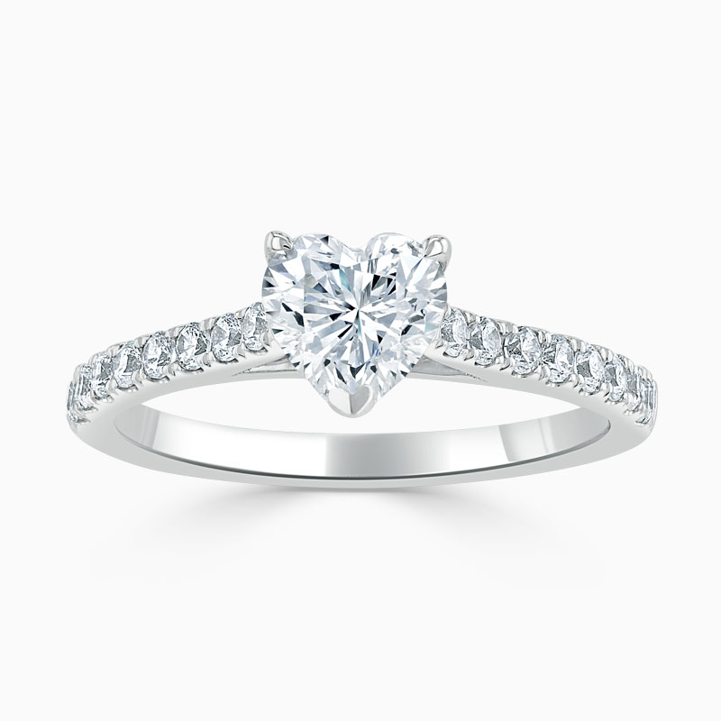 18ct White Gold Heart Shape Classic Wedfit Cutdown Engagement Ring