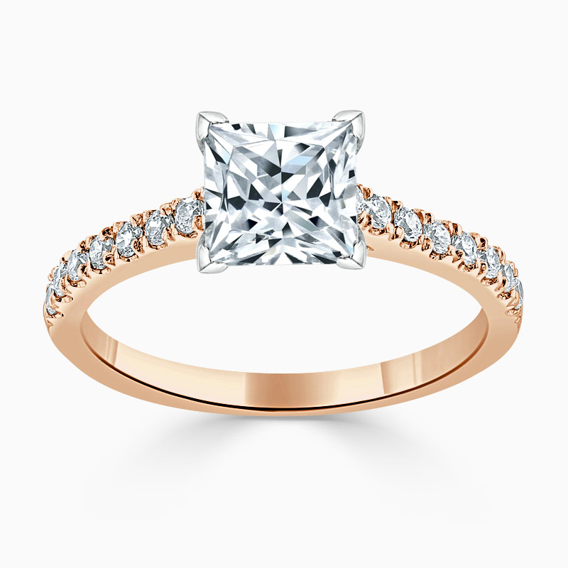 18ct Rose Gold Princess Cut Classic Wedfit Cutdown Engagement Ring