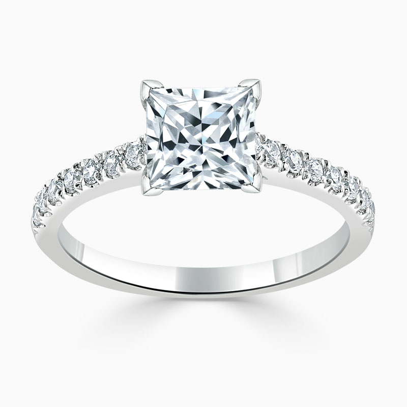 18ct White Gold Princess Cut Classic Wedfit Cutdown Engagement Ring