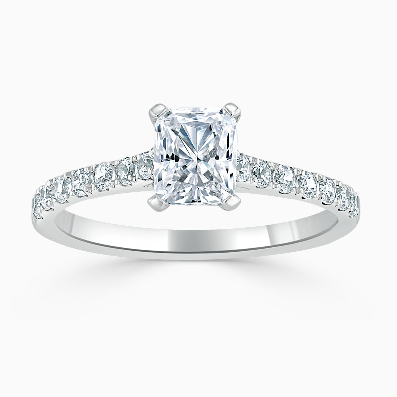 18ct White Gold Radiant Cut Classic Wedfit Cutdown Engagement Ring