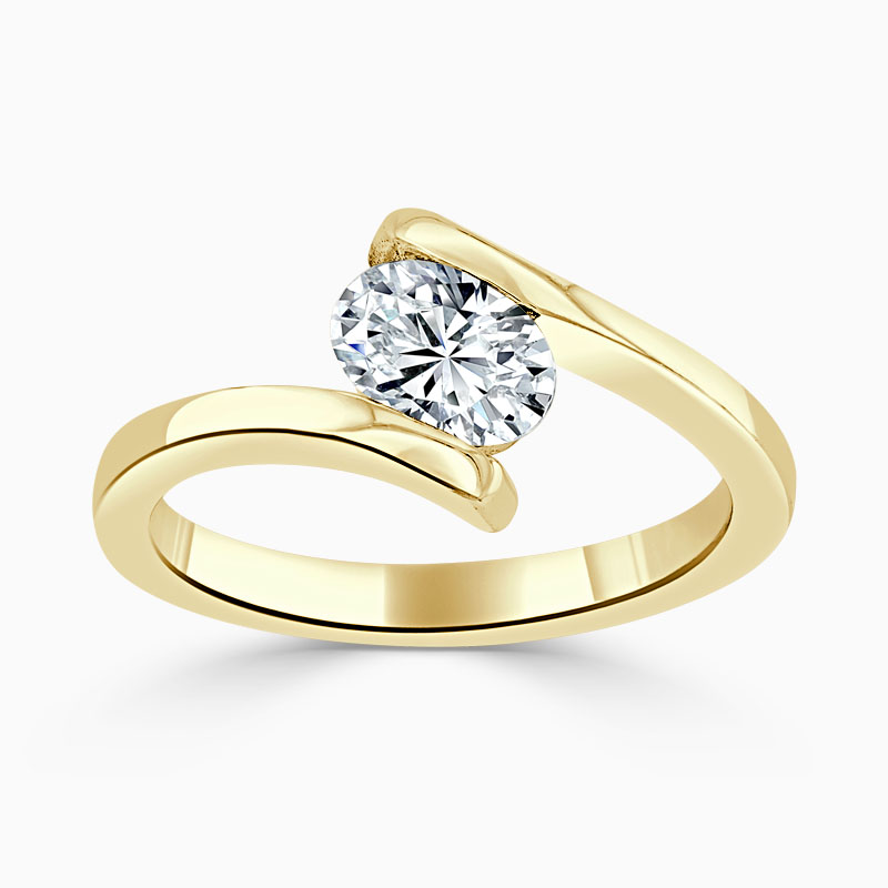 18ct Yellow Gold Oval Shape Crossover Engagement Ring