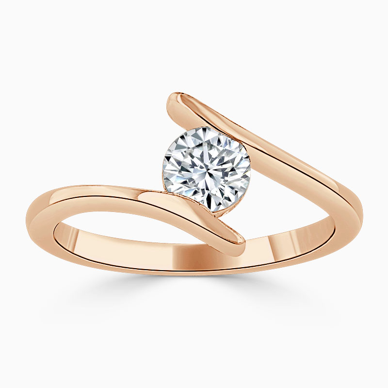 18ct Rose Gold Round Brilliant Crossover Engagement Ring