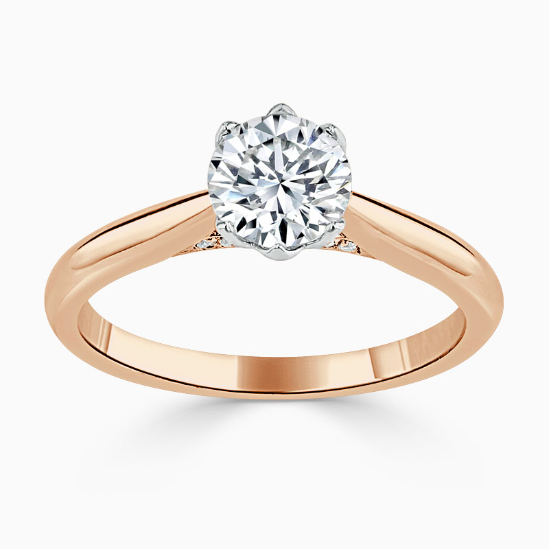 18ct Rose Gold Round Brilliant Diamond Set Lotus Engagement Ring