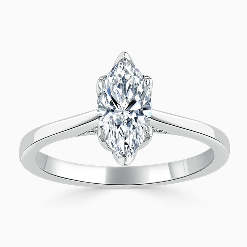 Platinum Marquise Cut Diamond Set Lotus Engagement Ring