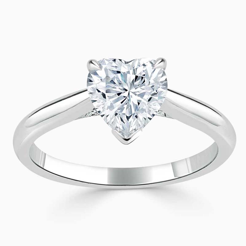 Platinum Heart Shape Diamond Set Lotus Engagement Ring