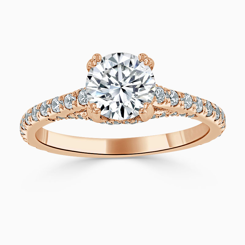 18ct Rose Gold Round Brilliant Entwined Set Engagement Ring