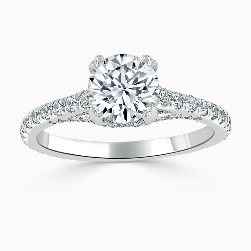 Platinum Round Brilliant Entwined Set Engagement Ring
