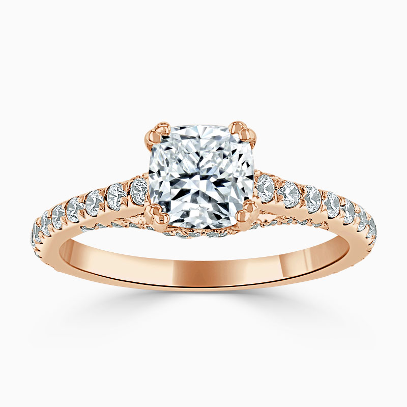 18ct Rose Gold Cushion Cut Entwined Set Engagement Ring