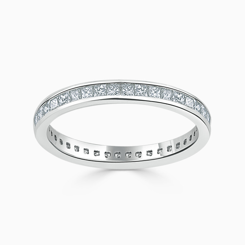 18ct White Gold 2.75mm Princess Cut Channel Set Full Eternity Ring