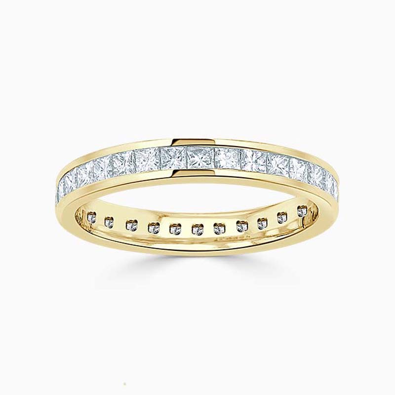 18ct Yellow Gold 3.00mm Princess Cut Channel Set Full Eternity Ring