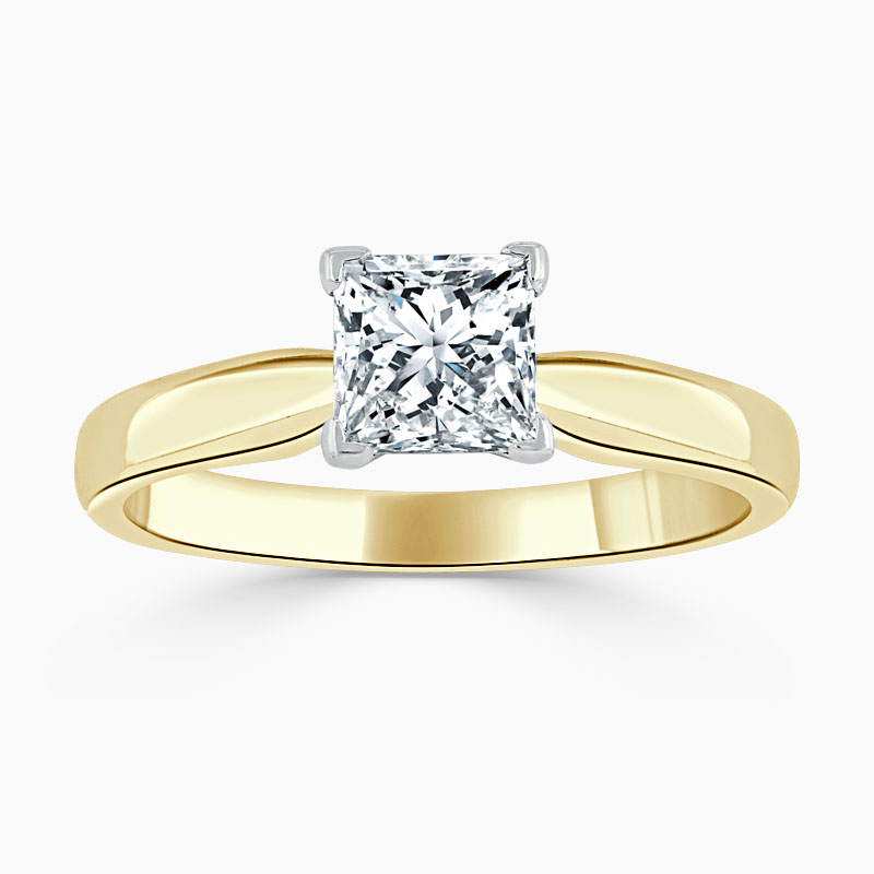 18ct Yellow Gold Princess Cut High Set Engagement Ring